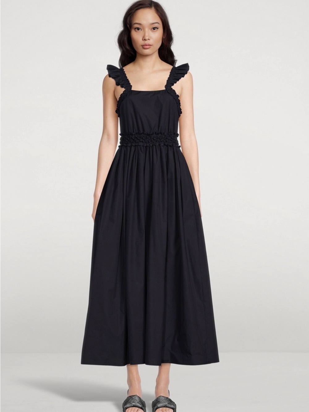 CHLOE navy cotton poplin navy midi dress 42